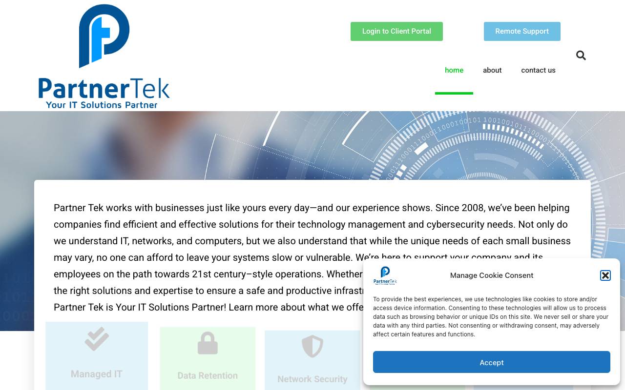 Partner Tek Inc website — Home — captured