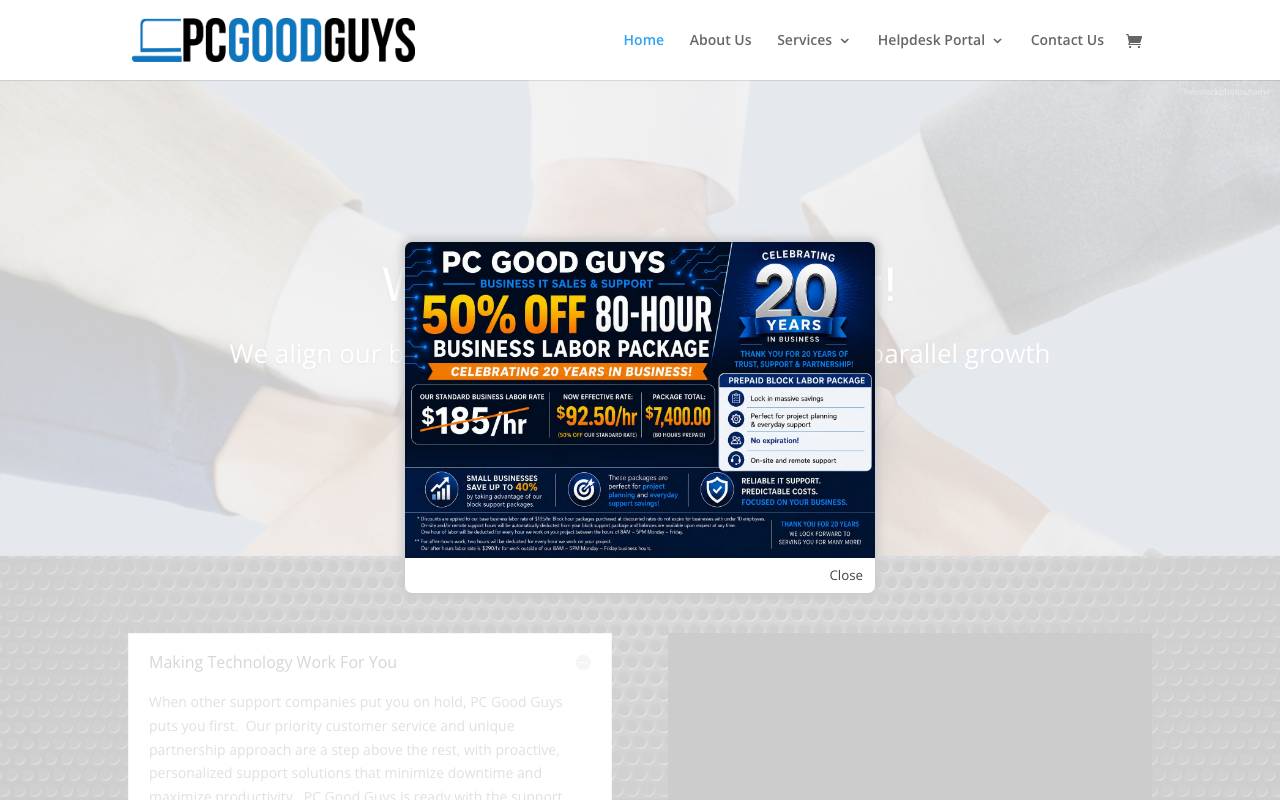 PC Good Guys, LLC. website — Home — captured