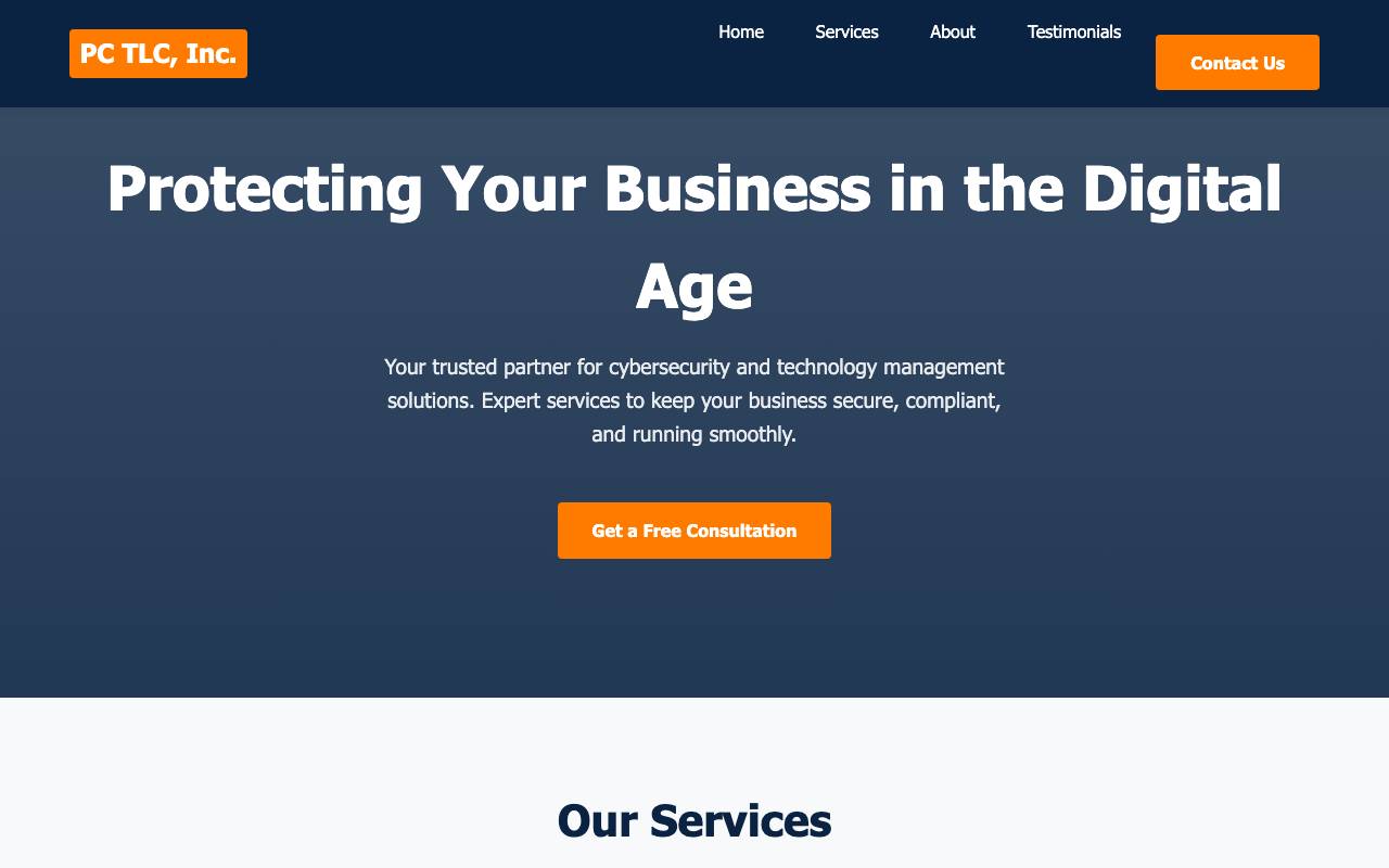 PC TLC, Inc. website — Home — captured
