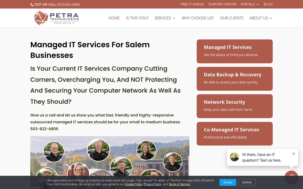 Petra Technologies website — Home — captured