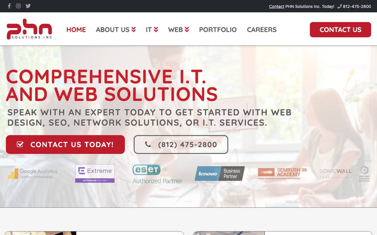PHN Solutions Inc. website — Home — captured