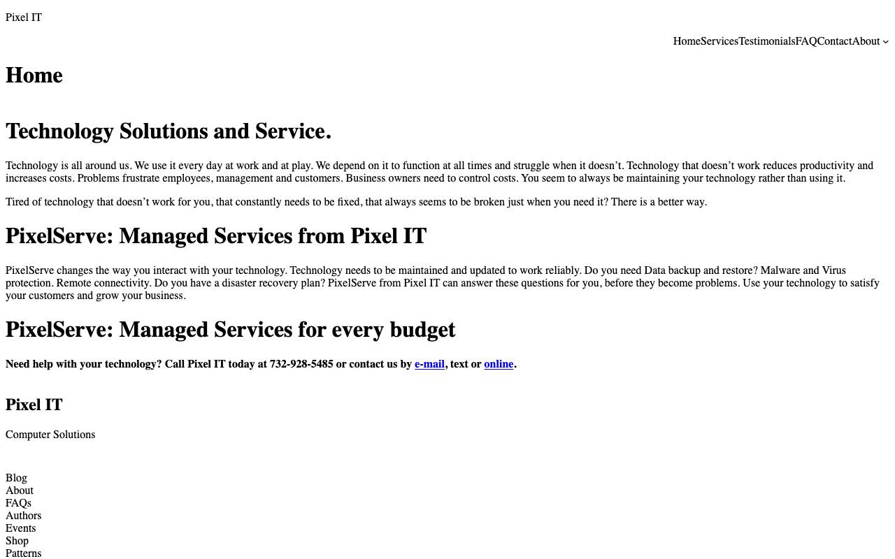 Pixel IT website — Home — captured