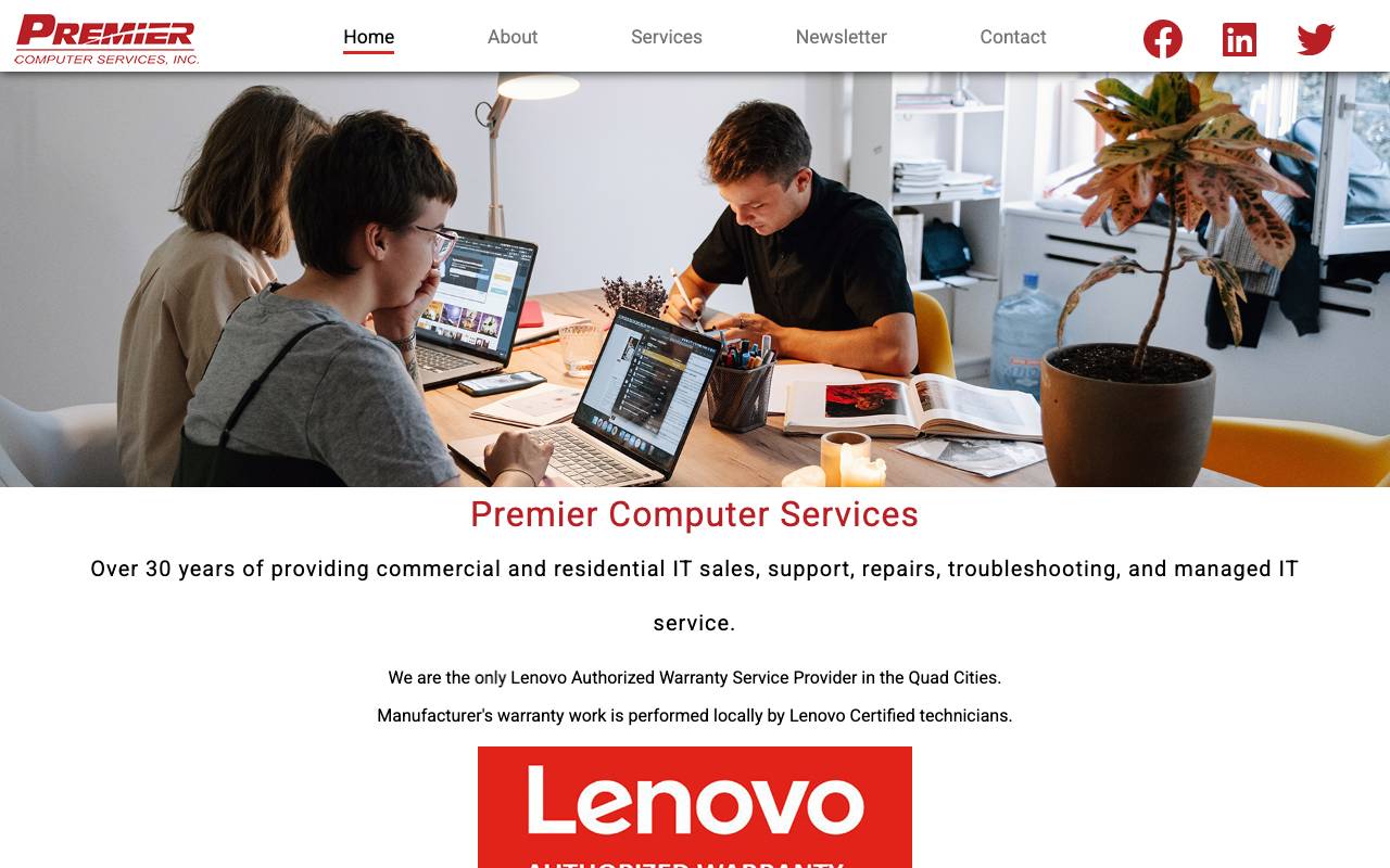 Premier Computer Services, Inc. website — Home — captured
