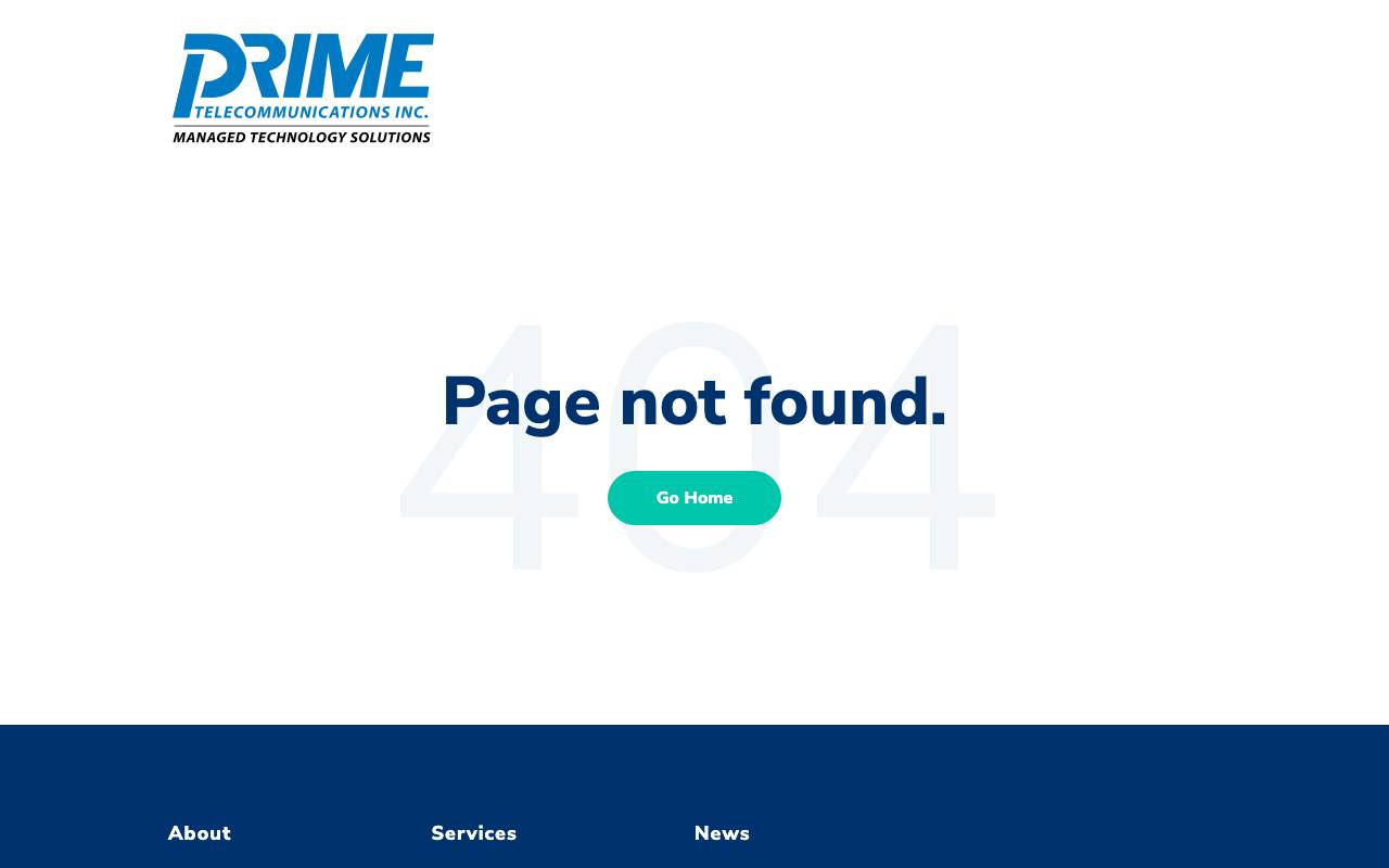 Prime Telecommunications, Inc. website — Home — captured