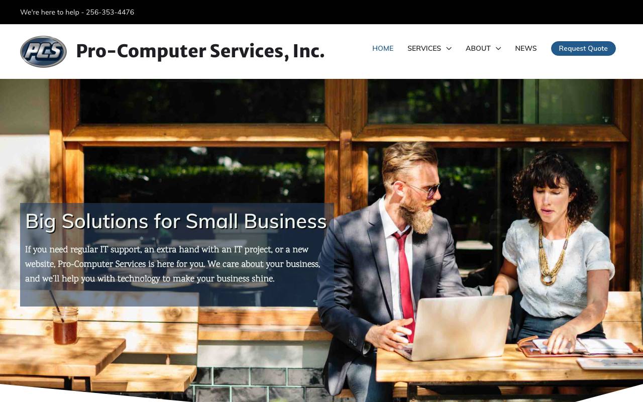 Pro-Computer Services, Inc. website — Home — captured