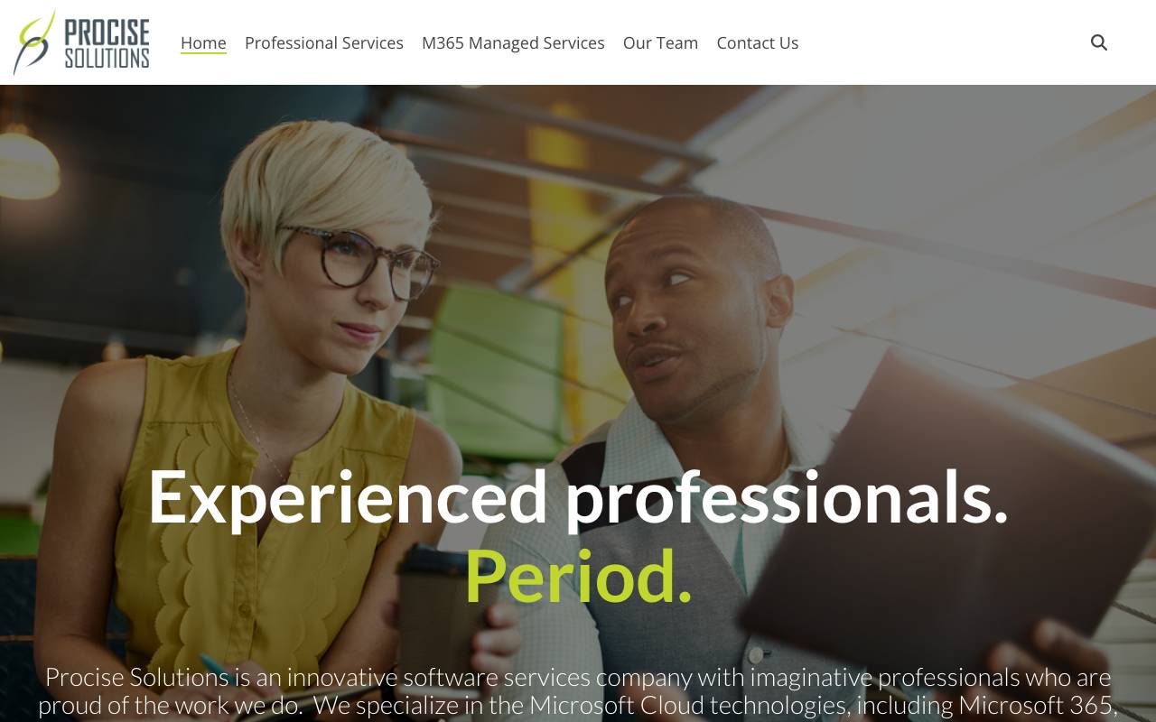 Procise Solutions, Inc. website — Home — captured