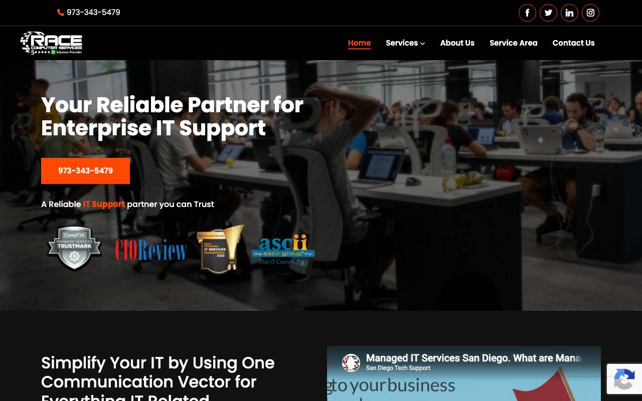Race Computer Services; website — Home — captured
