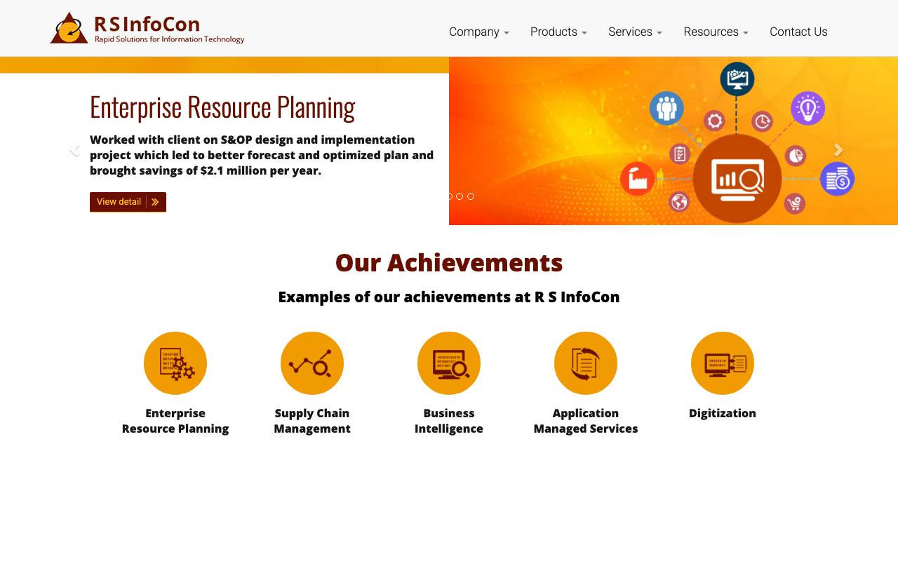 R S InfoCon, Inc website — Home — captured