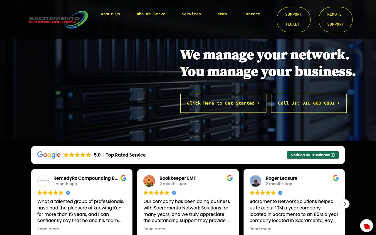 Sacramento Network Solutions website — Home — captured