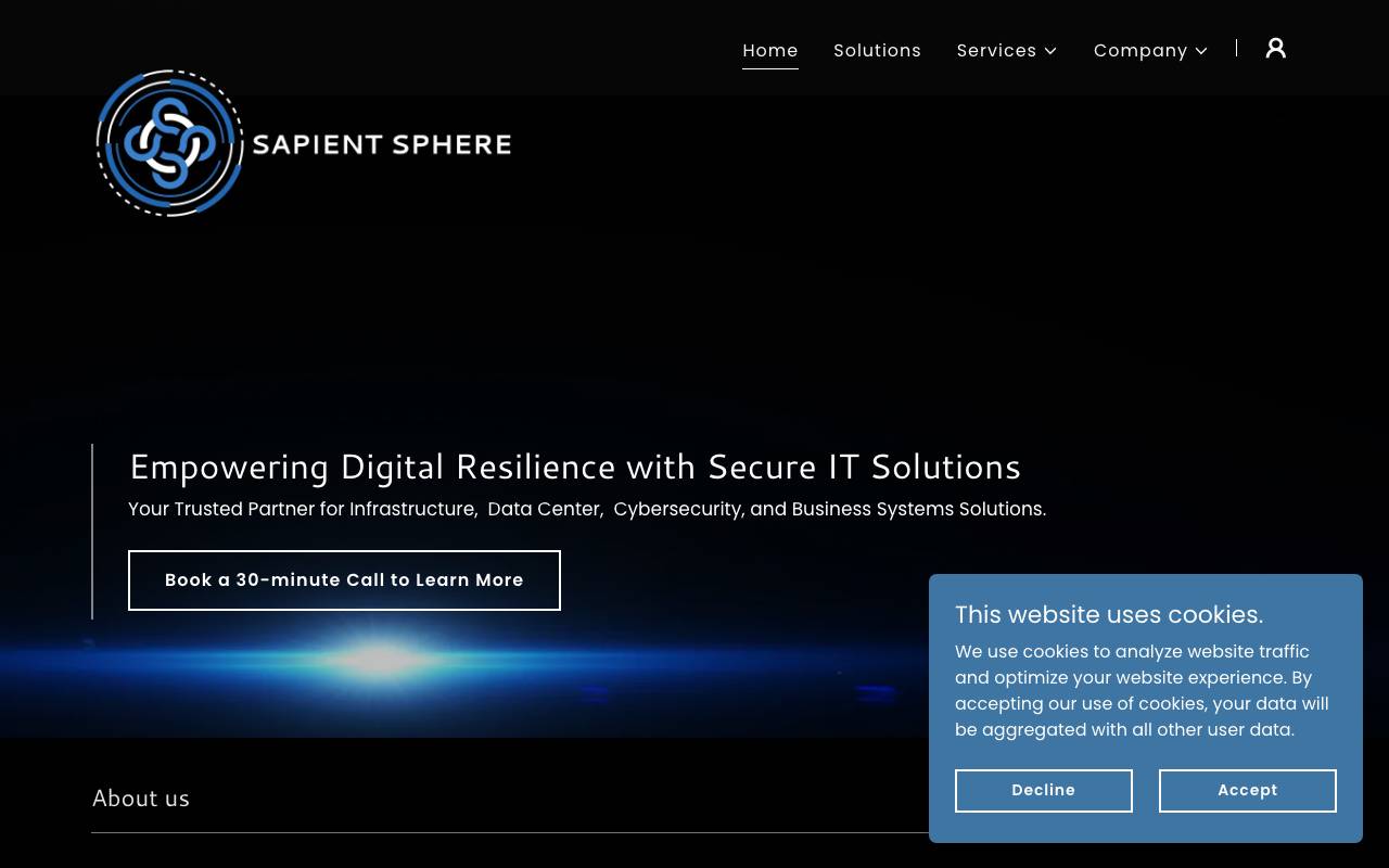 Sapient Sphere Inc. website — Home — captured