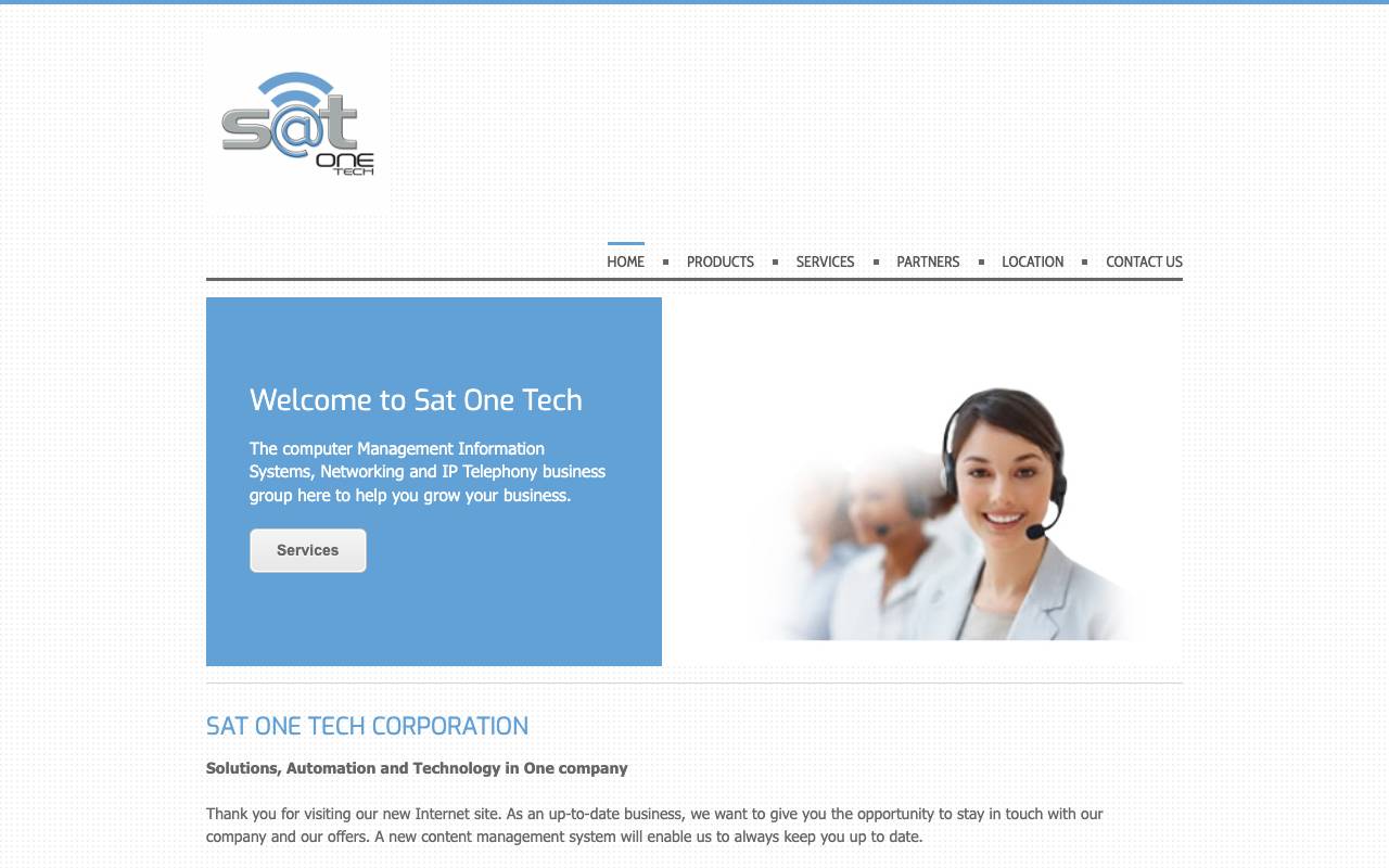 SAT ONE TECH CORPORATION website — Home — captured