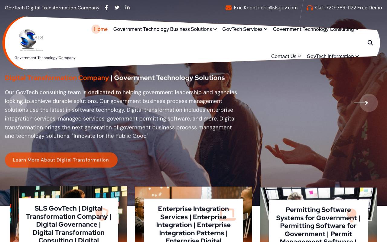 SLS GovTech, Silver Lining Solutions, LLC website — Home — captured