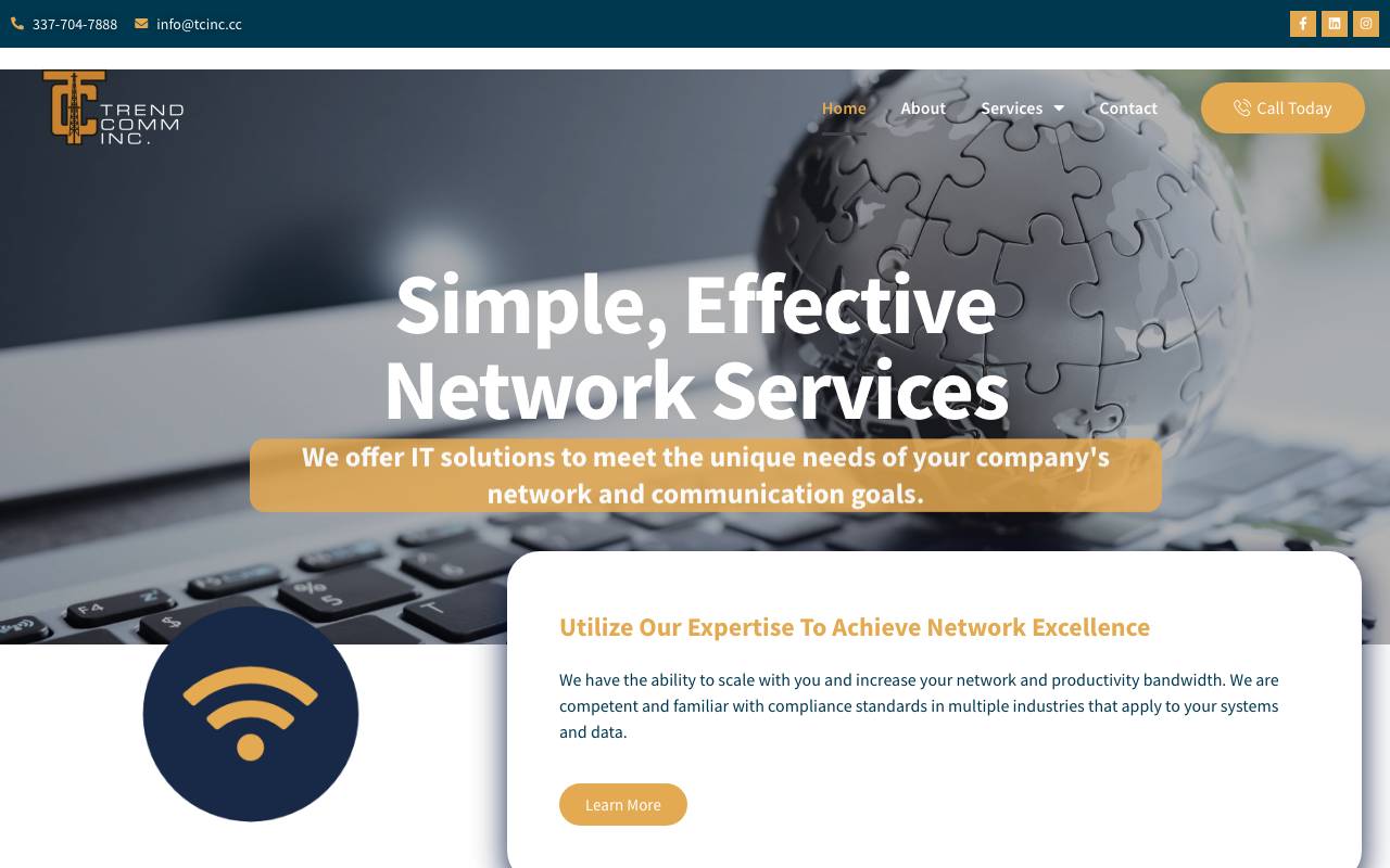 Trend Communications, Inc. website — Home — captured