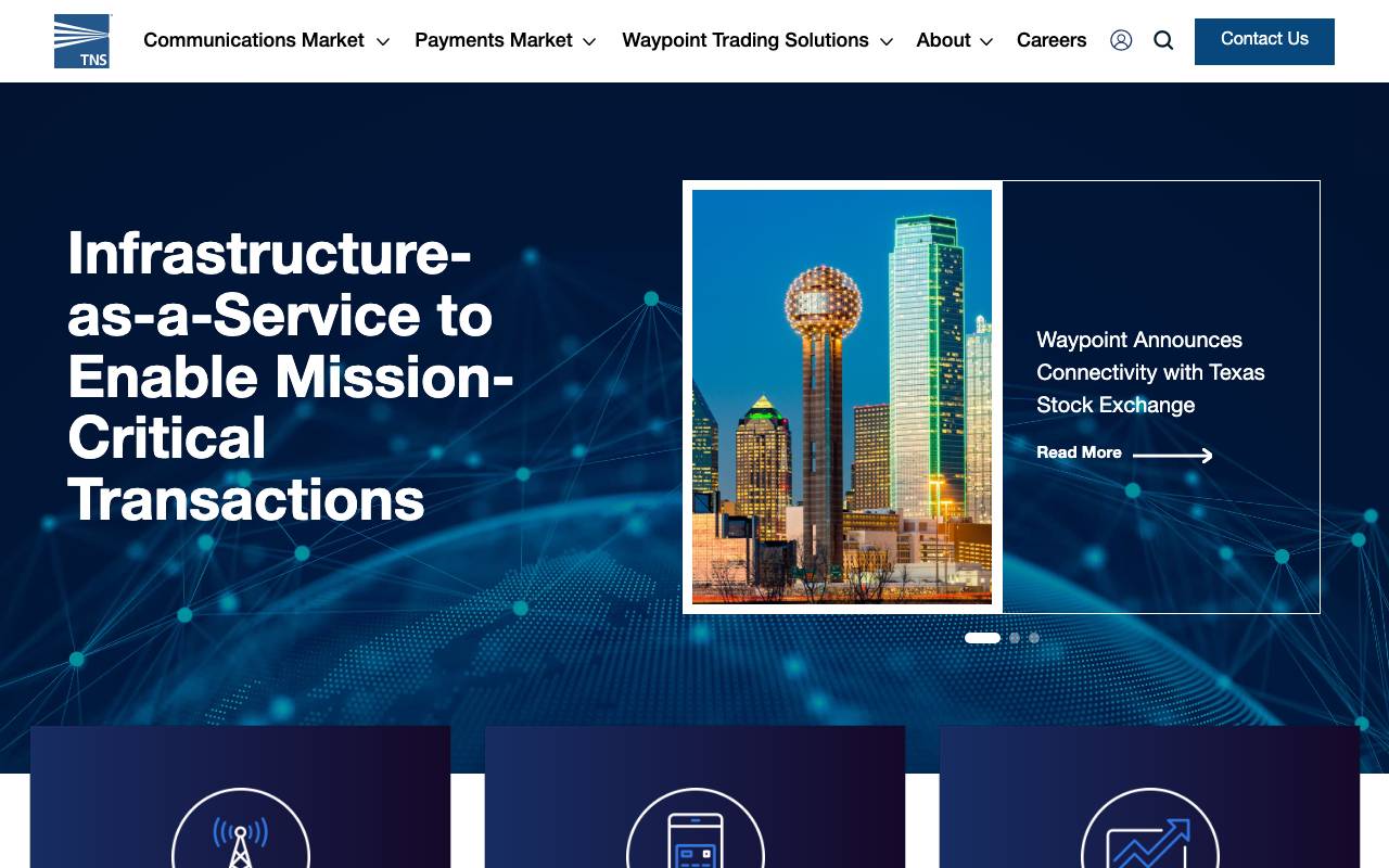 Transaction Network Services (TNS) website — Home — captured