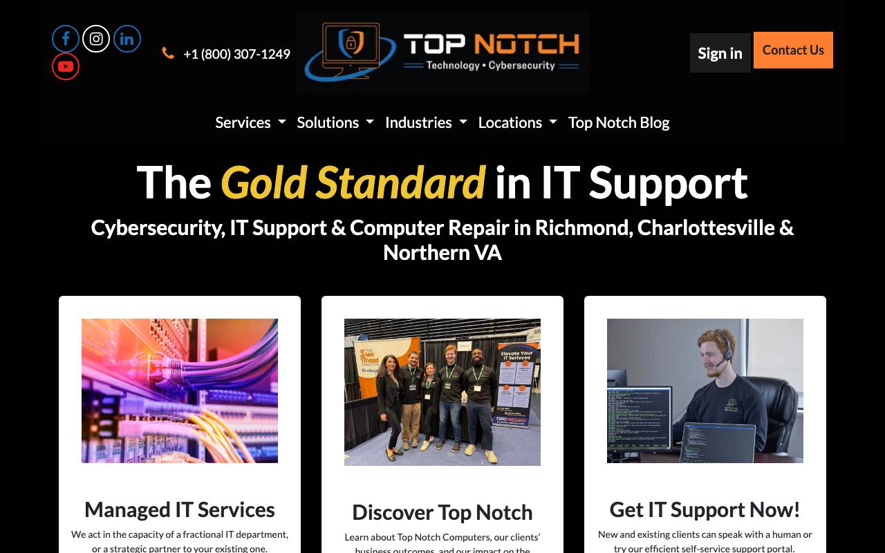 Top Notch Computer Solutions Inc. website — Home — captured