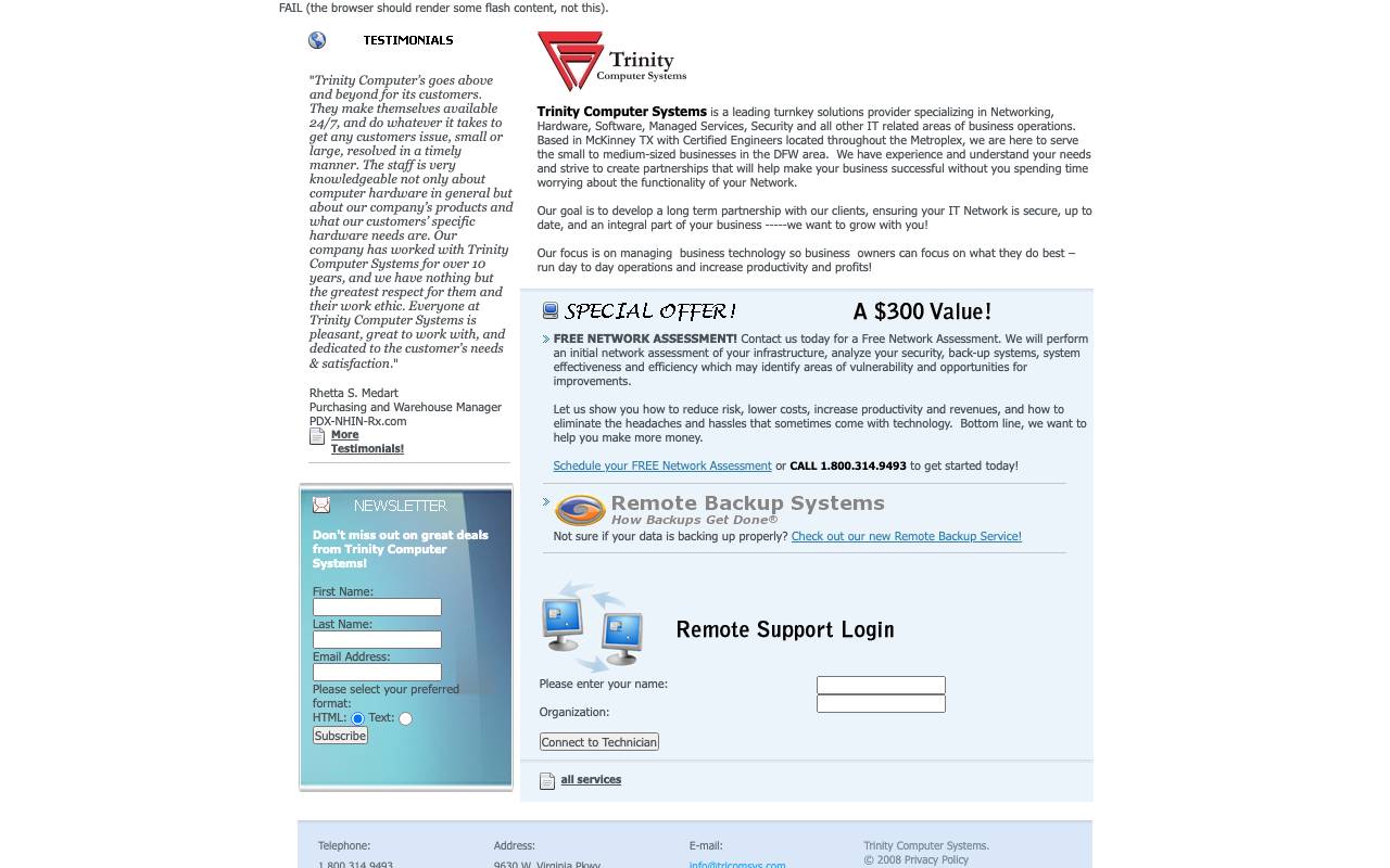 Trinity Computer Systems website — Home — captured