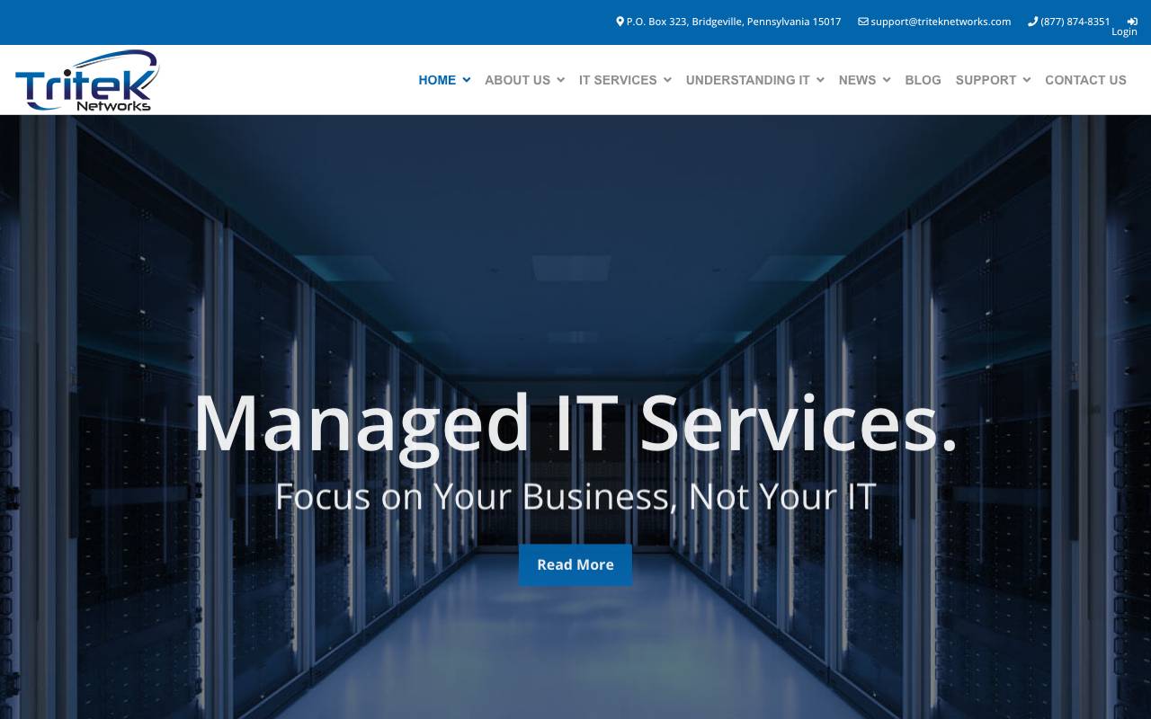 Tritek Networks Inc. website — Home — captured