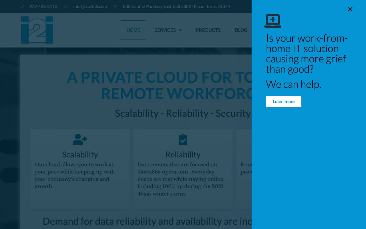 Infrastructure Insights, Inc. (i2i) website — Home — captured