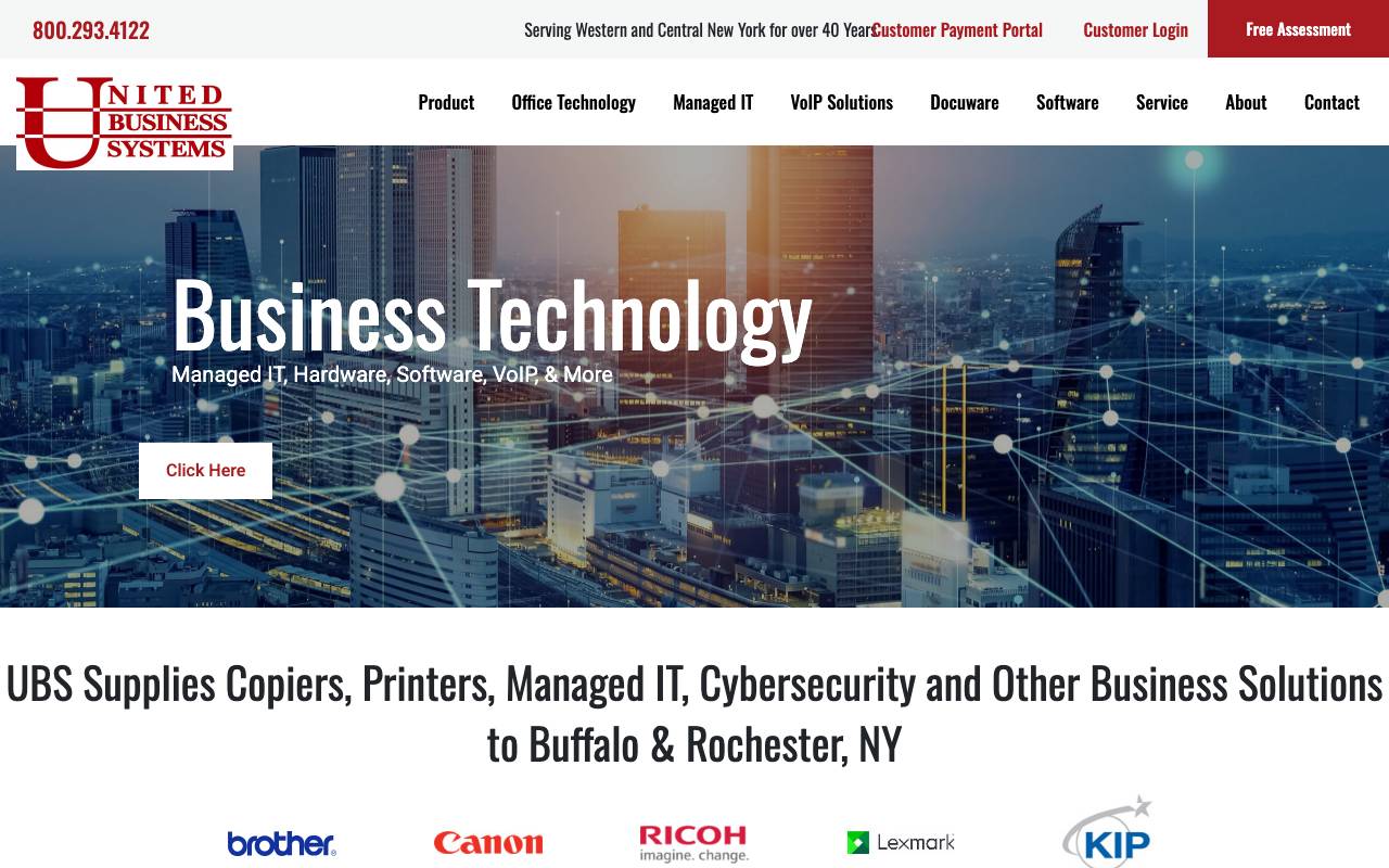 United Business Systems (UBS) website — Home — captured