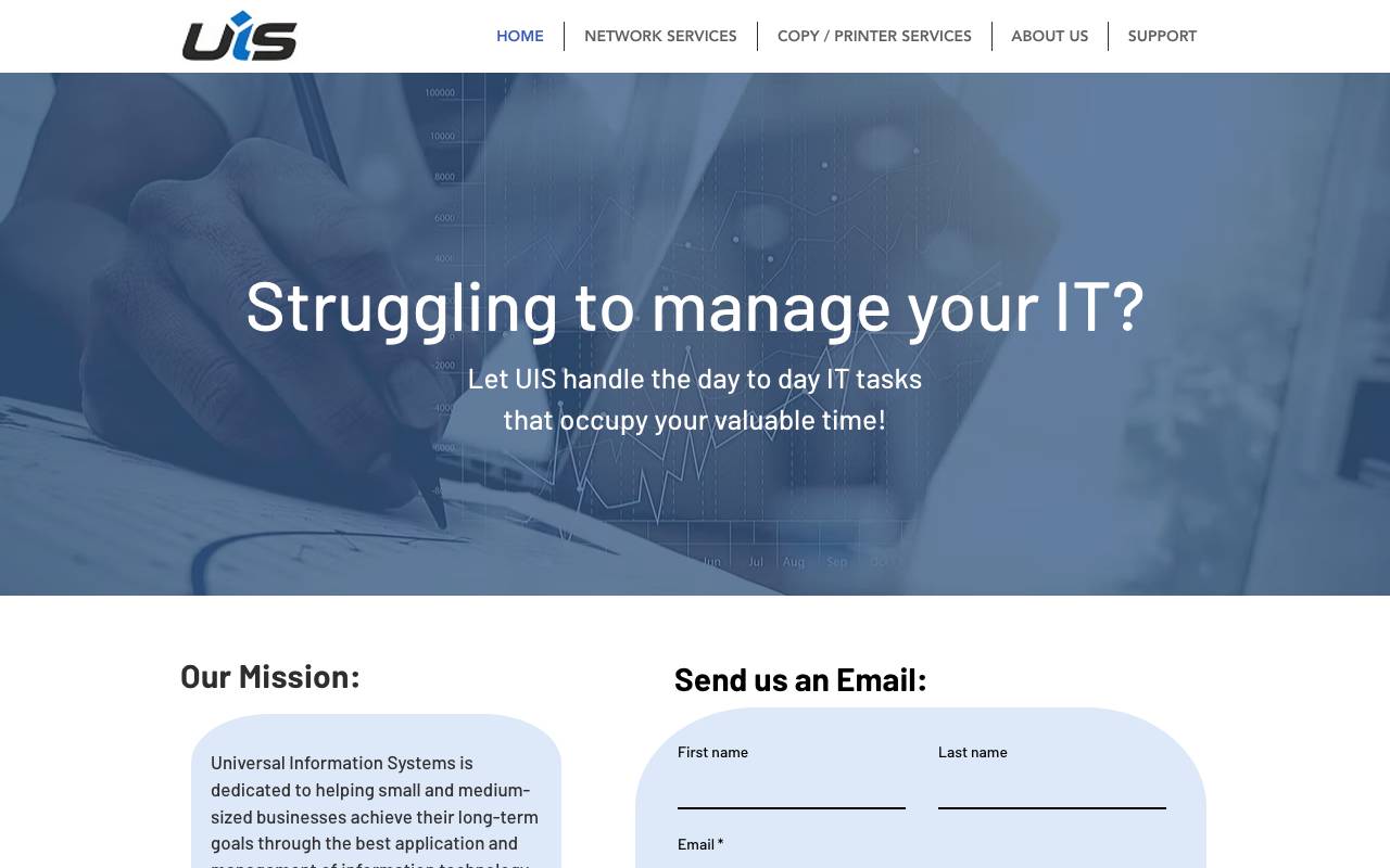Universal Information Systems website — Home — captured