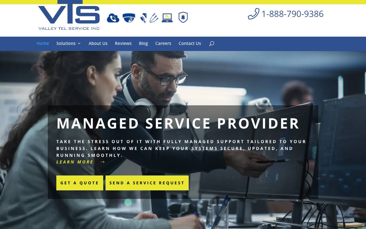 Valley Tel Service website — Home — captured