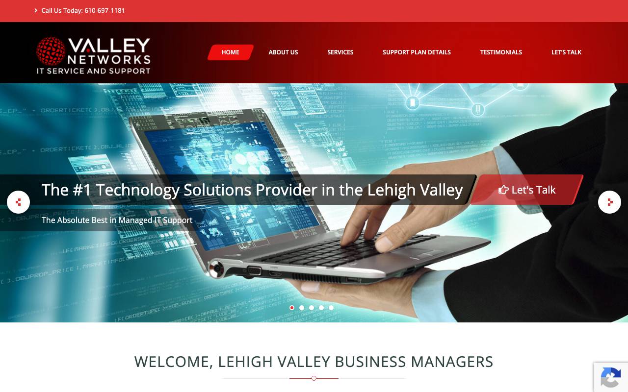 Valley Networks website — Home — captured