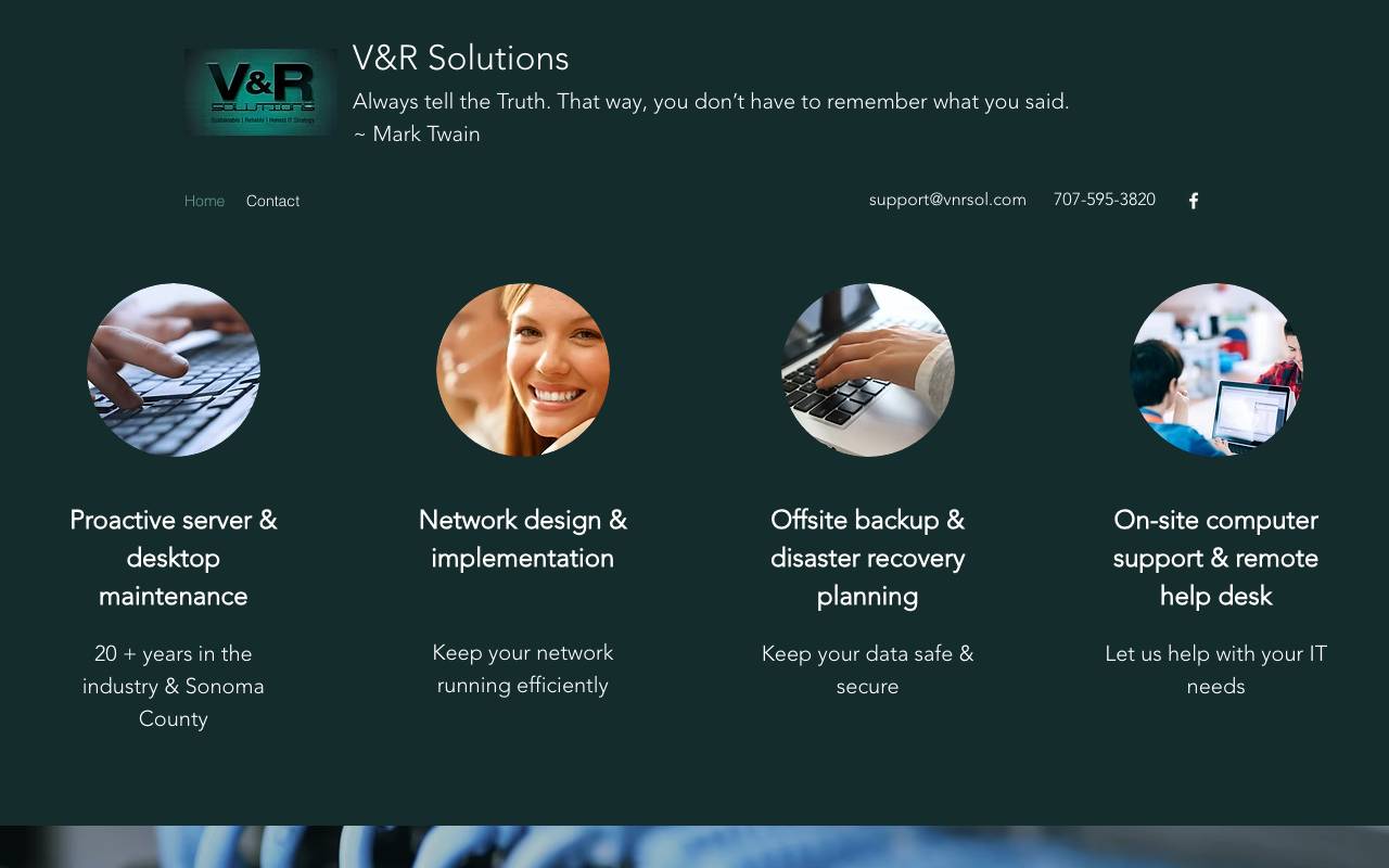 V&R Solutions website — Home — captured