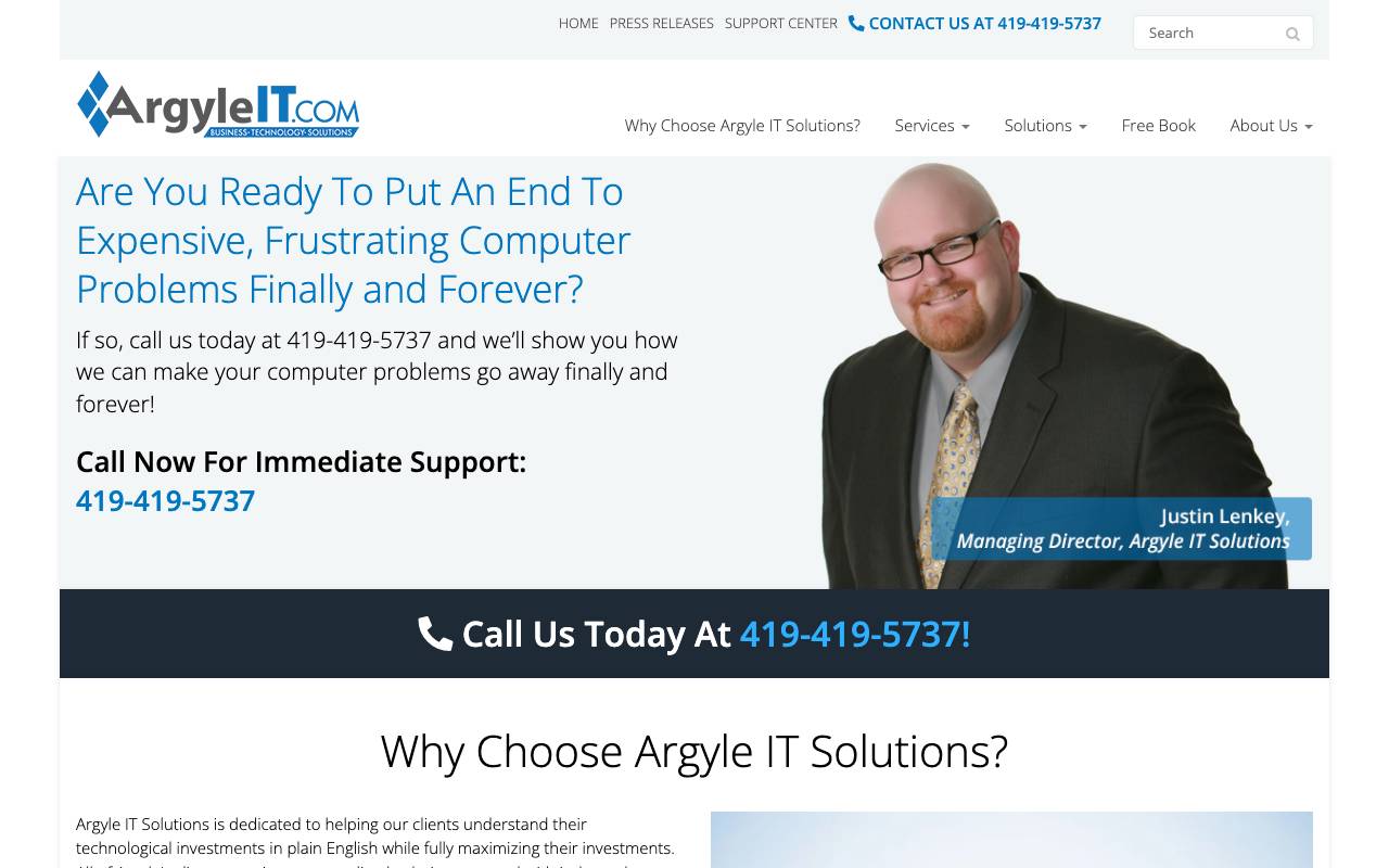 Argyle IT Solutions website — Home — captured
