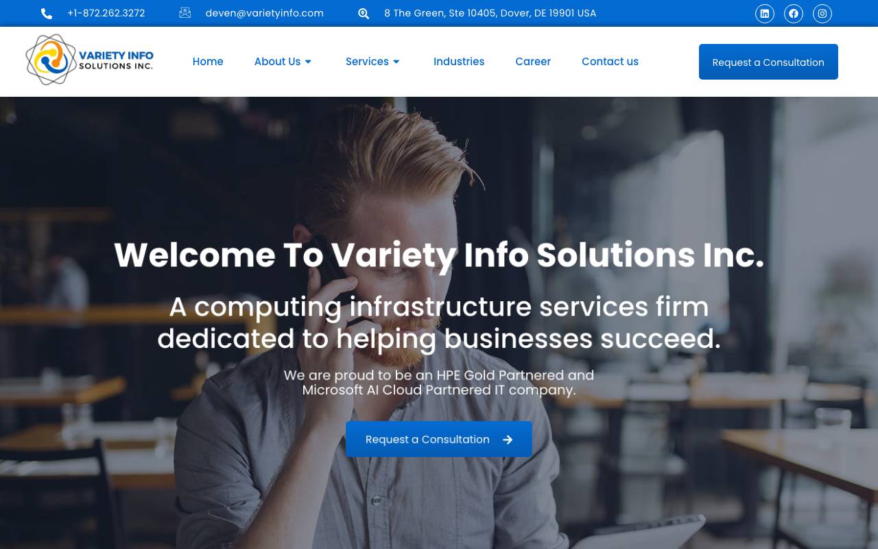 Variety Info Solutions Inc website — Home — captured