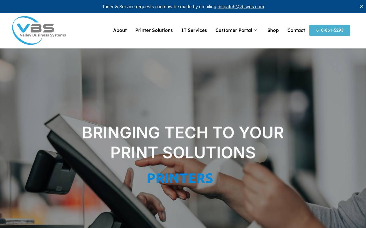Valley Business Systems website — Home — captured