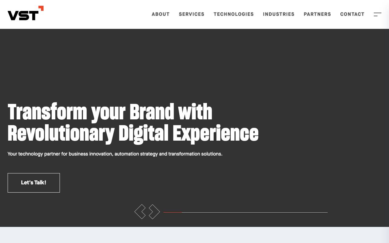 VST Inc. website — Home — captured
