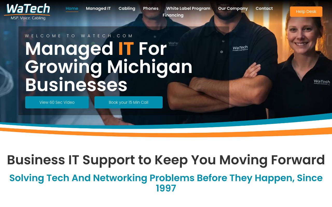 WaTech Computer Services website — Home — captured