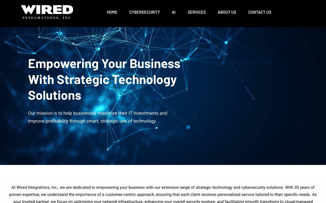Wired Integrations, Inc. website — Home — captured