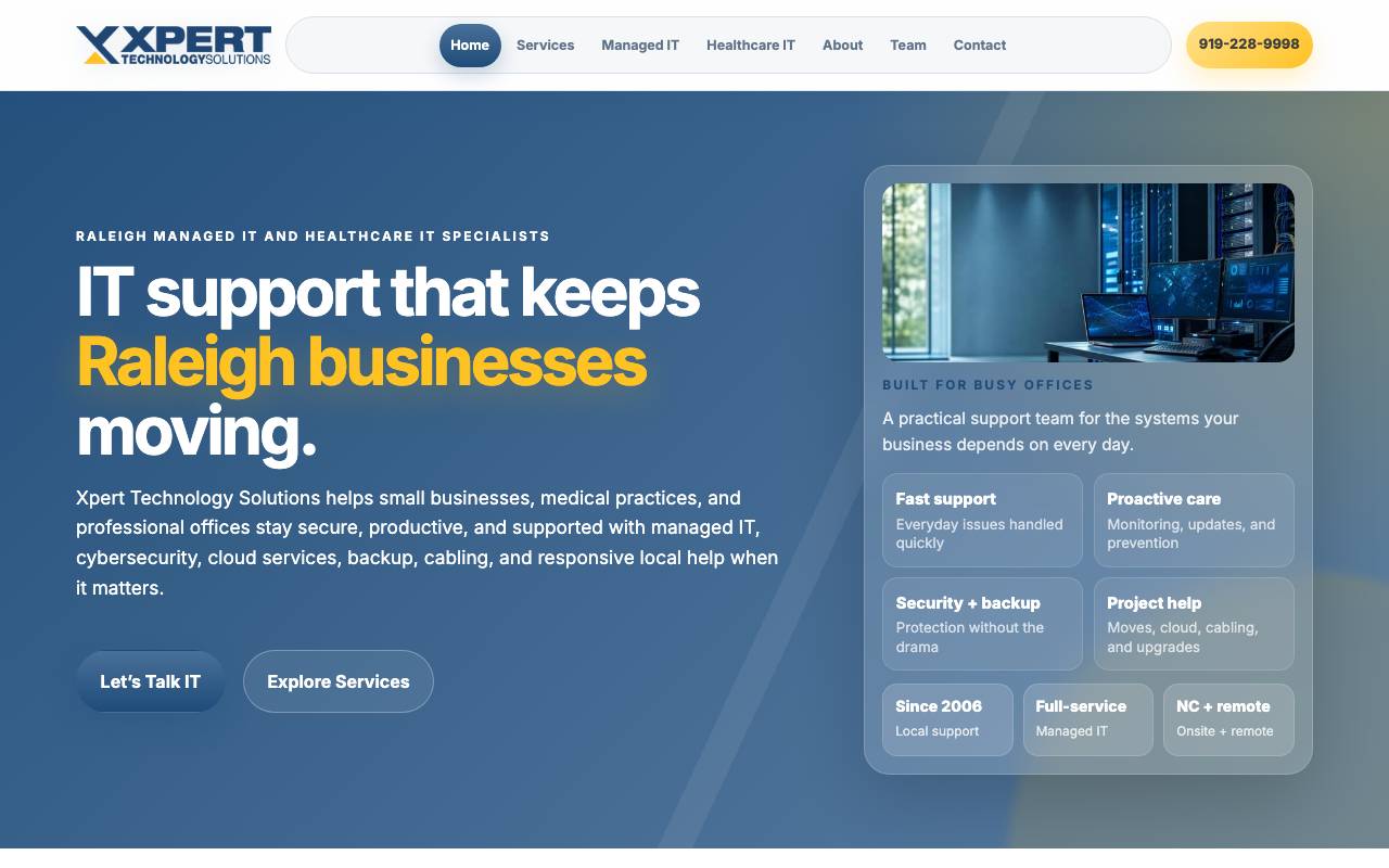 Xpert Technology Solutions website — Home — captured