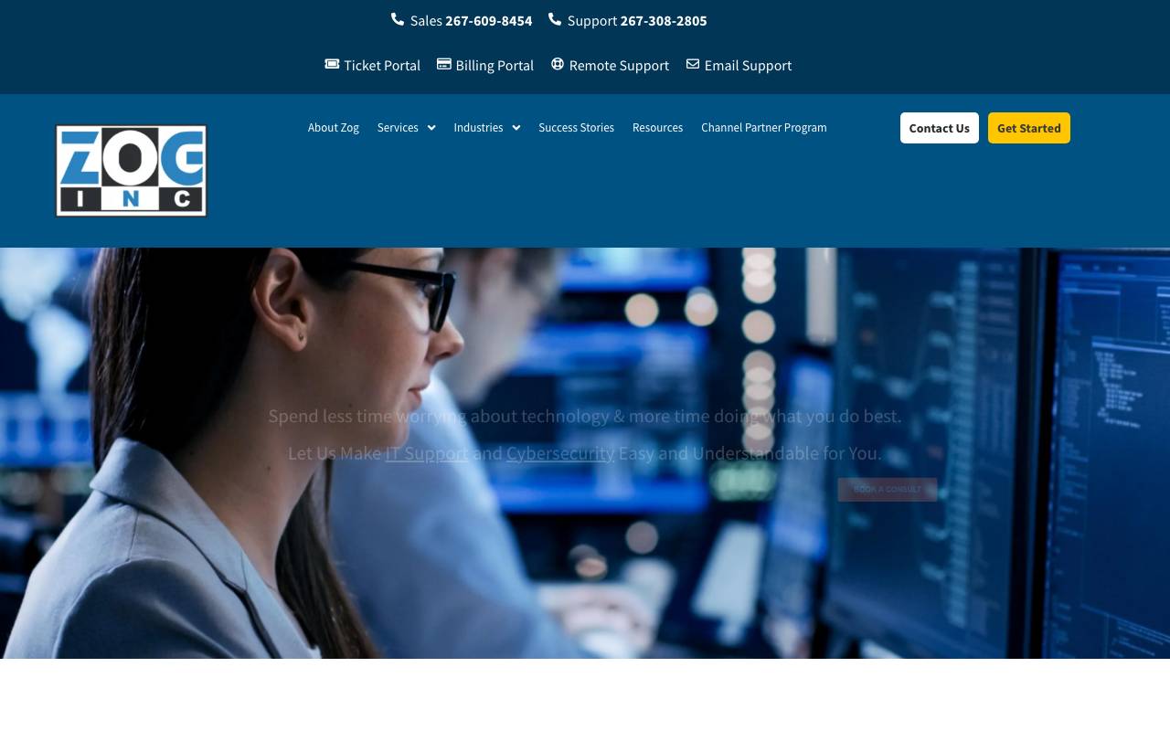 Zog, Inc. website — Home — captured